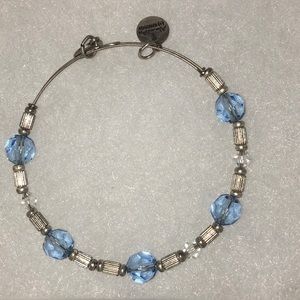 Alex and Ani light blue beaded bangle